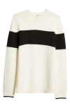 Totême White Sweater With Contrasting Stripe In White/black