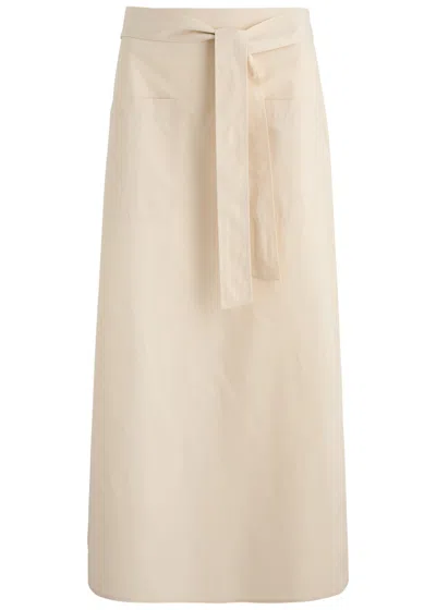 Totême Cotton-poplin Midi Skirt In Cream