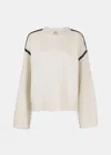 TOTÊME TOTEME CREAM WHITE WHIPSTITCHED WOOL JUMPER
