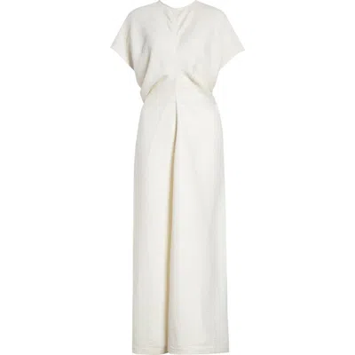 Totême Toteme Crinkle Texture Knit Maxi Dress In Cream