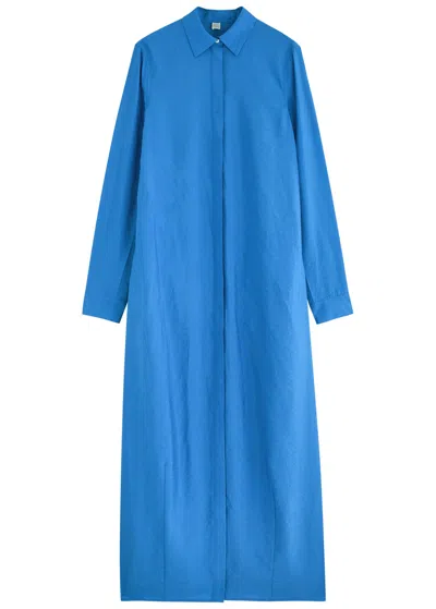 Totême Toteme Silk Chemisier Dress In Clear Blue