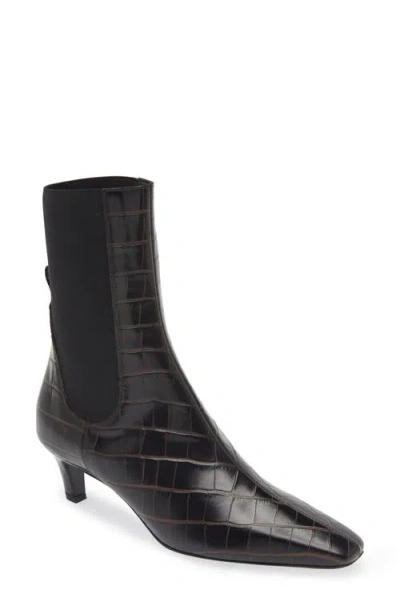 TOTÊME TOTEME CROC EMBOSSED KITTEN HEEL CHELSEA BOOT