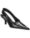Totême Toteme Croc-embossed Leather Slingback Pump In Black