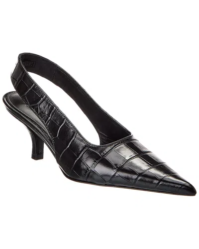 Totême Toteme Croc-embossed Leather Slingback Pump In Black