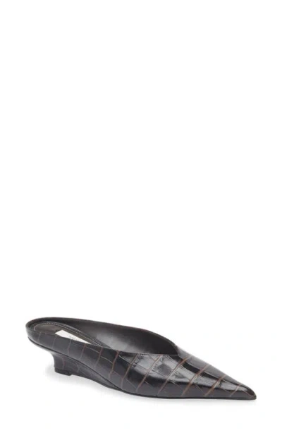 TOTÊME TOTEME CROC EMBOSSED WEDGE MULE