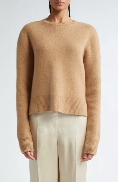 Totême Toteme Crop Stretch Cashmere & Merino Wool Crewneck Sweater In Camel