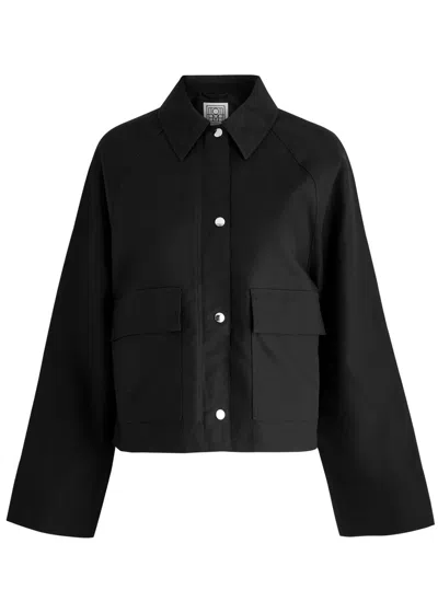 Totême Cropped Organic Cotton Jacket In Black