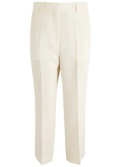 Totême Cropped Straight-leg Woven Trousers In Off White