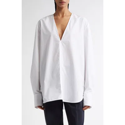 Totême Toteme Deep V-neck Organic Cotton Tunic Top In White