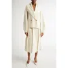 Totême Toteme Double Breasted Shawl Collar Wool Blend Rib Cardigan In Milk