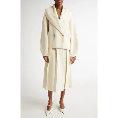 TOTÊME TOTEME DOUBLE BREASTED SHAWL COLLAR WOOL BLEND RIB CARDIGAN