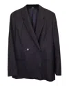 TOTÊME TOTEME DOUBLE-BREASTED STRIPED BLAZER IN BLACK VISCOSE