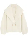 Totême Toteme Double Breasted Shawl Collar Wool Blend Rib Cardigan In Cream
