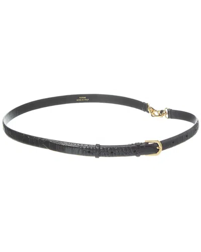Totême Toteme Double Clasp Croc-embossed Leather Belt In Black