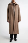 Totême Double-clasp Wool Coat In Oak Melange