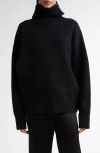 Totême Toteme Double Knit Wool & Cashmere Blend Turtleneck Sweater In Black
