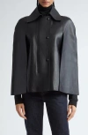 Totême Double Leather Cape In Black