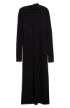Totême Long Draped Jersey Dress In Black