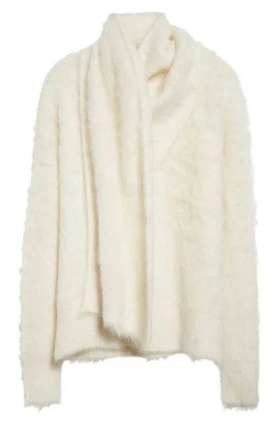Totême Toteme Draped Scarf Alpaca Blend Funnel Neck Sweater In Ivory