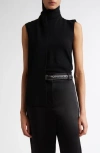 Totême Toteme Draped Scarf Sleeveless Merino Wool Blend Rib Sweater In Black