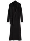 Totême Toteme Draped Wrap-effect Stretch-jersey Maxi Dress In Black