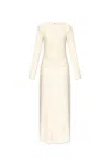Totême Womens Butter Flap-pockets Long-sleeves Woven-blend Maxi Dress In Butter