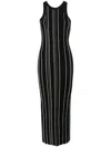Totême Striped Ribbed-knit Maxi Dress In Black