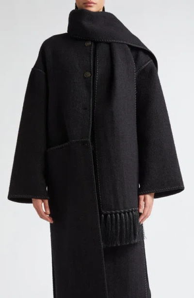 TOTÊME TOTEME EMBROIDERED SCARF WOOL BLEND COAT
