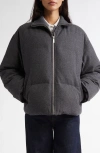 Totême Toteme Flannel Recycled Down Puffer Jacket In Grey Melange
