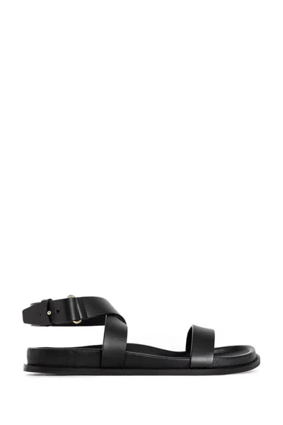 Totême Toteme The Leather Chunky Sandal In Black