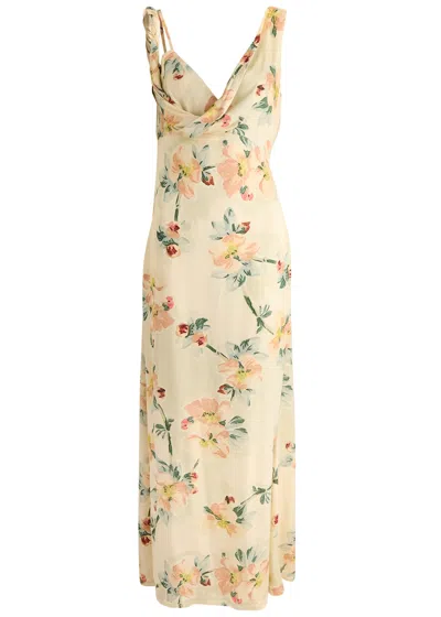 Totême Plunging Floral Jacquard Twisted Backless Maxi Dress In Multi Floral