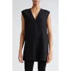 Totême Linen Blend V-necked Top In Black