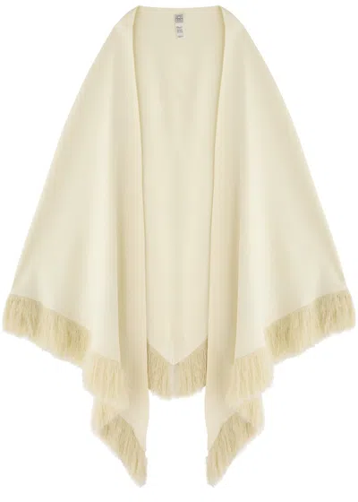 Totême Toteme Fringed Crepe De Chine Scarf In White