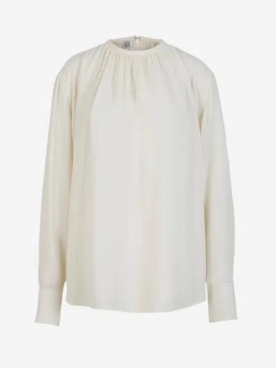 Totême Gathered Crepe Blouse In Ivory