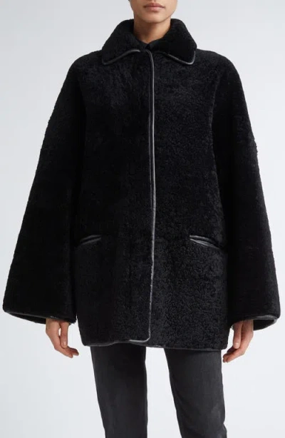 TOTÊME TOTEME GENUINE TEDDY SHEARLING OVERSHIRT JACKET