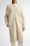 Totême Toteme Genuine Teddy Shearling Zip Coat In Cream