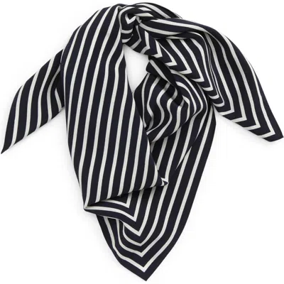 Totême Toteme Geometric Monogram Silk Scarf In White/navy