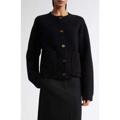 TOTÊME TOTEME HAMMERED BUTTON WOOL & CASHMERE BLEND CARDIGAN