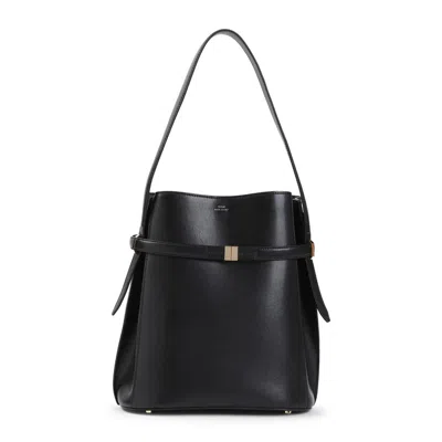 Totême Belted Leather Bucket Bag Black