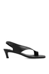 Totême Toteme Leather Heel Thong Sandals In Black