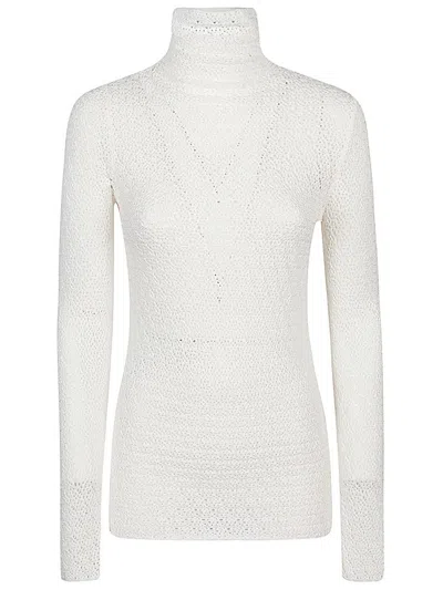 Totême High Neck Elasticated Top In Neutro