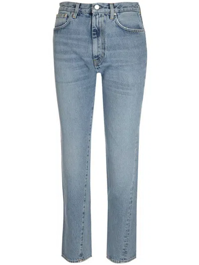 Totême High Waisted Cropped Jeans In Blue