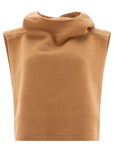 Totême Toteme Hooded Bib In Wool And Cashmere In Camel