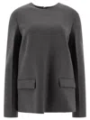 Totême Womens Grey Melange Round-neck Shoulder-pad Woven Top In Grey