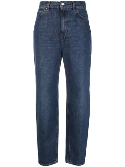 Totême High Rise Tapered Organic Cotton Jeans In Blue