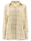 Totême Toteme Windowpane Check Oversize Organic Cotton Poplin Button-up Shirt In Beige