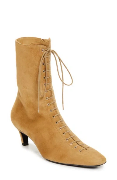 Totême Toteme Kitten Heel Lace-up Bootie In Desert