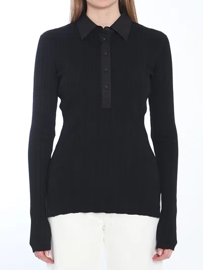Totême Toteme Knit Polo Shirt In Black