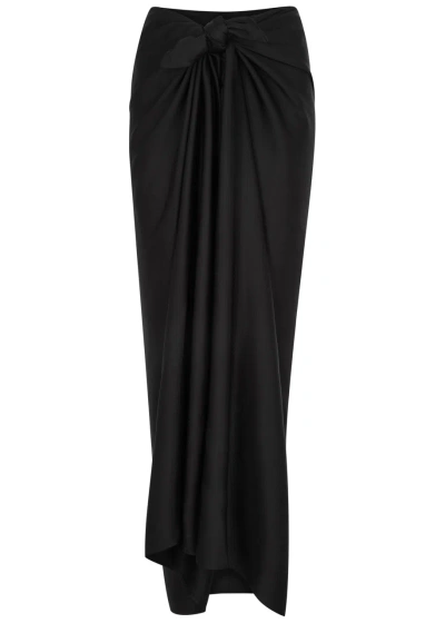 Totême Knotted Satin Maxi Skirt In Black