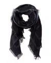 Totême Toteme Large Monogram Wool Scarf In Black